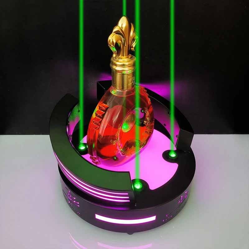 Acrylic And Metal LED Liquor Colorful Light 3 Tier Bar Bottle Display Shelf with Plug and Remote Control