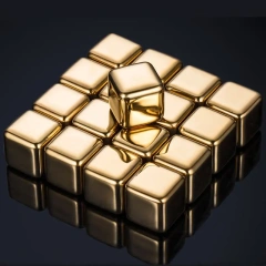 custom logo whiskey cooling store Bar accessories metal reusable 18/10 stainless steel ice cubes with ice tong