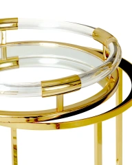 Newest 2 Tier Lucite Rolling Cart Arabic Acrylic Round Bar Carts Serving Trolley For Hotel Kitchen Food Serving Trolley Cart