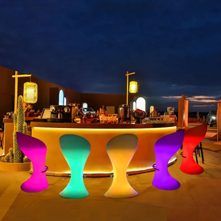 16 colors changing outdoor waterproof led illuminated bar stool bar furniture bar chair for event party club
