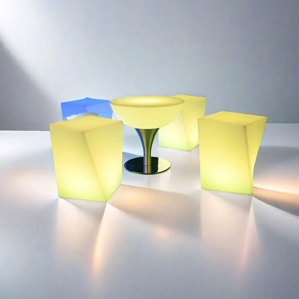 Modern Contemporary PE LED Light Bar Stool Chair High Quality Home Hotel Restaurant Cafe Bedroom School Living Room Use Wood