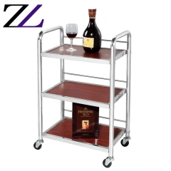Beauty dining room hand luxury wood gold food tea cake dessert sweet service cart trolley for 3 tier bar hotel wooden trolley