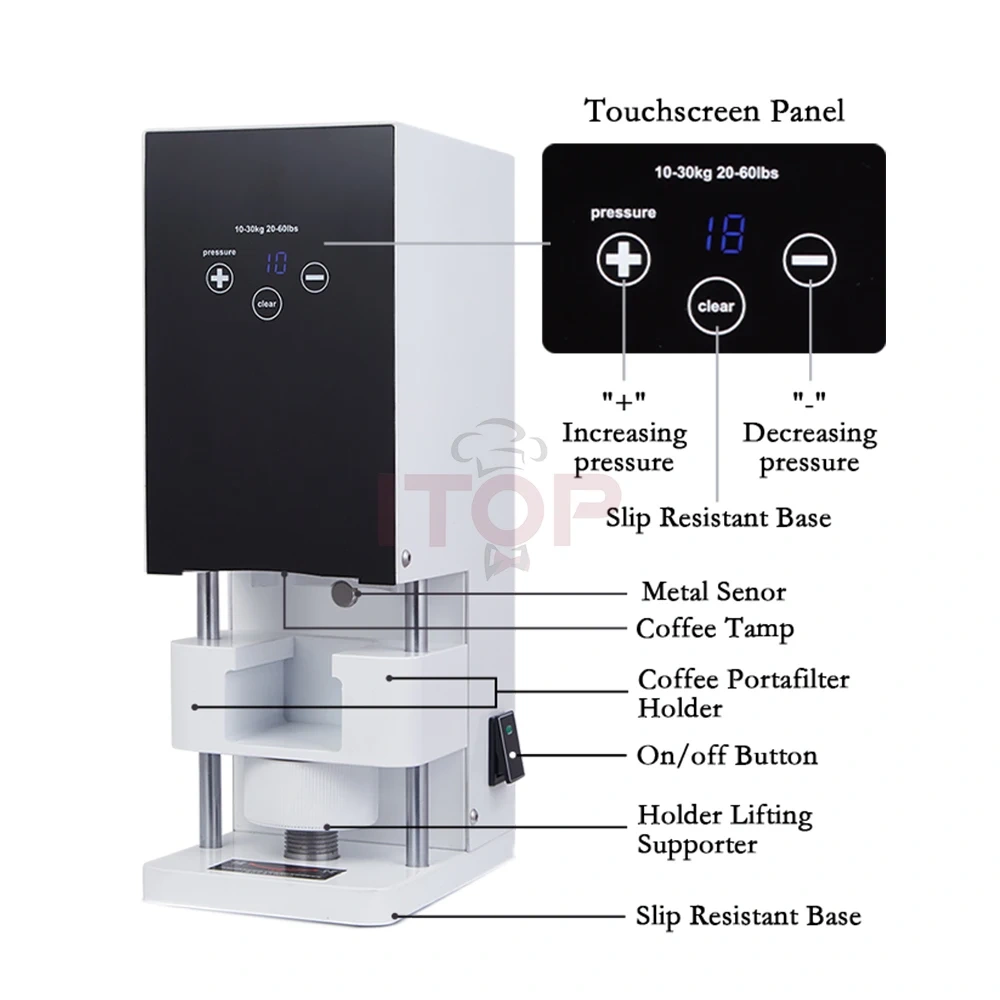 IT-X580 Rotary Pressure Tamper Coffee Tamping Machine Spinning Coffee Tamper Touchscreen 10 to 30kg Adjustable 110V 220V,Commercial Coffee Machine Supplier | CE/UL Certified | ITOP Cafe,IT-X580 Rotary Pressure Tamper Coffee Tamping Machine Spinning Coffee Tamper Touchscreen 10 to 30kg Adjustable 110V 220V