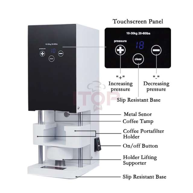 IT-X580 Rotary Pressure Tamper Coffee Tamping Machine Spinning Coffee Tamper Touchscreen 10 to 30kg Adjustable 110V 220V,Commercial Coffee Machine Supplier | CE/UL Certified | ITOP Cafe,IT-X580 Rotary Pressure Tamper Coffee Tamping Machine Spinning Coffee Tamper Touchscreen 10 to 30kg Adjustable 110V 220V