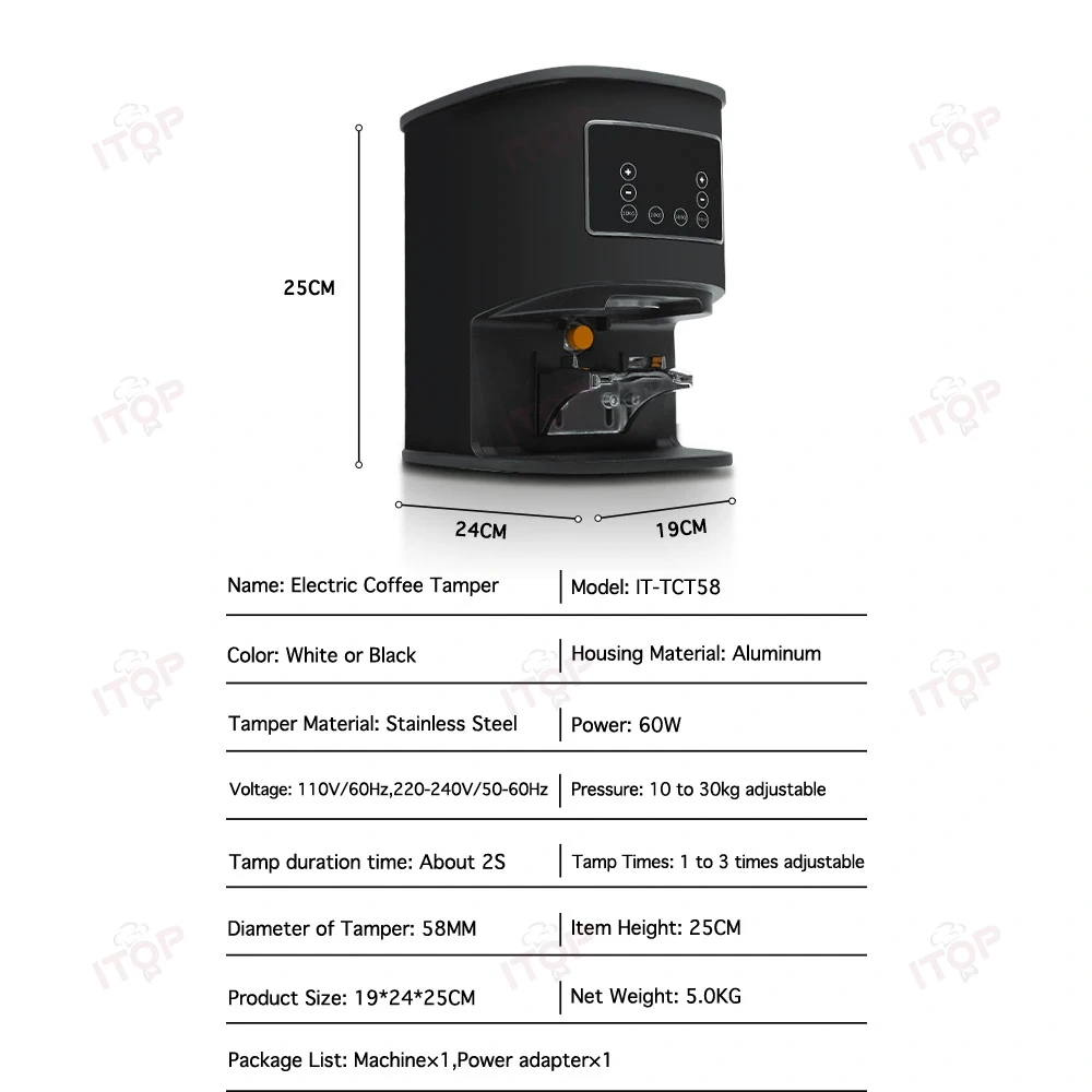 IT-TCT58 Electric Coffee Tamper 58mm Touchscreen Automatic Coffee Tamper 10-30KG Pressure Regulation Espresso Tool 220V 110V,Commercial Coffee Machine Supplier | CE/UL Certified | ITOP Cafe,IT-TCT58 Electric Coffee Tamper 58mm Touchscreen Automatic Coffee Tamper 10-30KG Pressure Regulation Espresso Tool 220V 110V