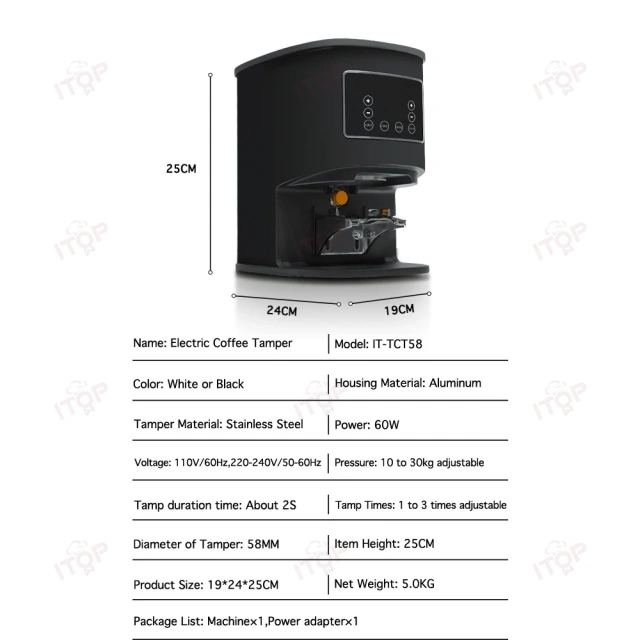 IT-TCT58 Electric Coffee Tamper 58mm Touchscreen Automatic Coffee Tamper 10-30KG Pressure Regulation Espresso Tool 220V 110V,Commercial Coffee Machine Supplier | CE/UL Certified | ITOP Cafe,IT-TCT58 Electric Coffee Tamper 58mm Touchscreen Automatic Coffee Tamper 10-30KG Pressure Regulation Espresso Tool 220V 110V