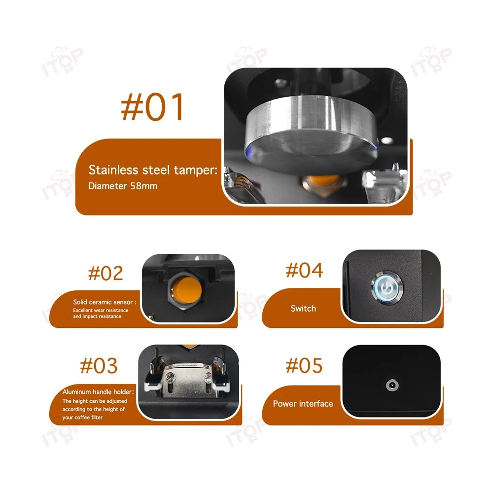 IT-TCT58 Electric Coffee Tamper 58mm Touchscreen Automatic Coffee Tamper 10-30KG Pressure Regulation Espresso Tool 220V 110V,Commercial Coffee Machine Supplier | CE/UL Certified | ITOP Cafe,IT-TCT58 Electric Coffee Tamper 58mm Touchscreen Automatic Coffee Tamper 10-30KG Pressure Regulation Espresso Tool 220V 110V