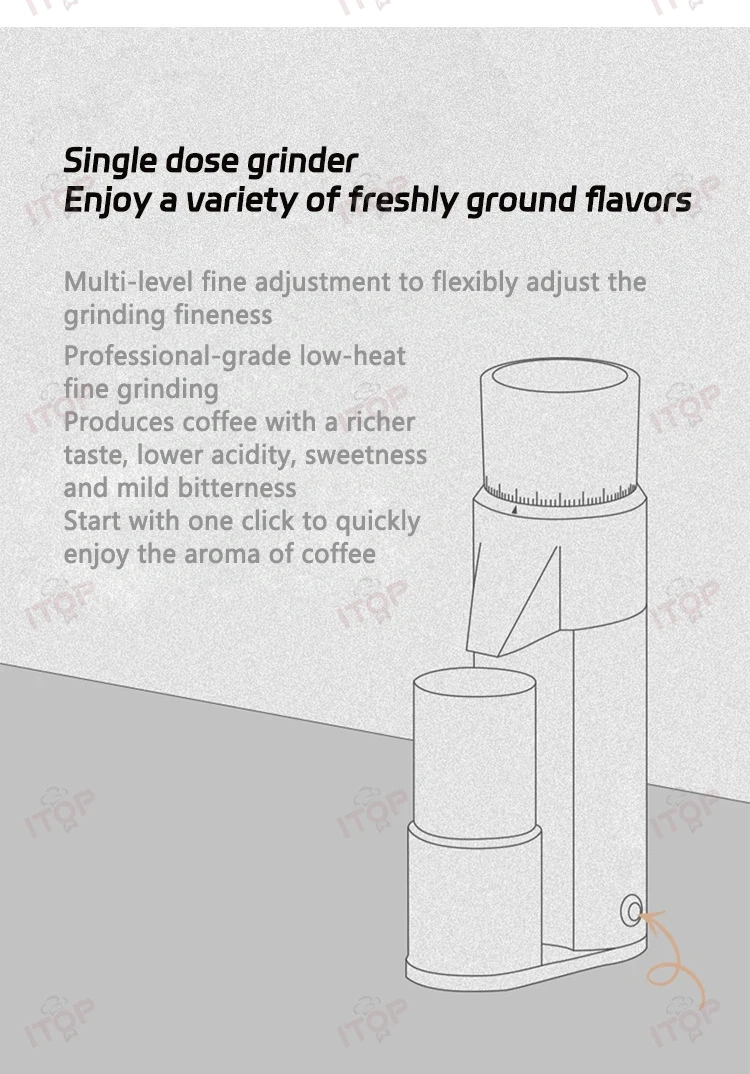 IT-CG05 SOE Coffee Grinder 48mm 7-core Stainless Steel Burr DC Gear Motor Low Temperature Fine Grinding Coffee Bean Grinder,Commercial Coffee Machine Supplier | CE/UL Certified | ITOP Cafe,IT-CG05 SOE Coffee Grinder 48mm 7-core Stainless Steel Burr DC Gear Motor Low Temperature Fine Grinding Coffee Bean Grinder