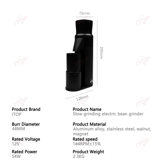IT-CG05 SOE Coffee Grinder 48mm 7-core Stainless Steel Burr DC Gear Motor Low Temperature Fine Grinding Coffee Bean Grinder,Commercial Coffee Machine Supplier | CE/UL Certified | ITOP Cafe,IT-CG05 SOE Coffee Grinder 48mm 7-core Stainless Steel Burr DC Gear Motor Low Temperature Fine Grinding Coffee Bean Grinder