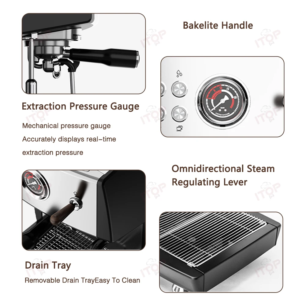 IT-CM-808 9Bar Commercial Espresso Coffee Maker 2 ULKA Pump 3