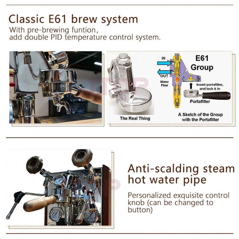 IT-SCM-E61 9Bar Semi-automatic Espresso Machine Rotary Pump 2.2L+1.2L Double Boiler PID Temperature Control 4 hole Coffee Maker,Commercial Coffee Machine Supplier | CE/UL Certified | ITOP Cafe,IT-SCM-E61 9Bar Semi-automatic Espresso Machine Rotary Pump 2.2L+1.2L Double Boiler PID Temperature Control 4 hole Coffee Maker
