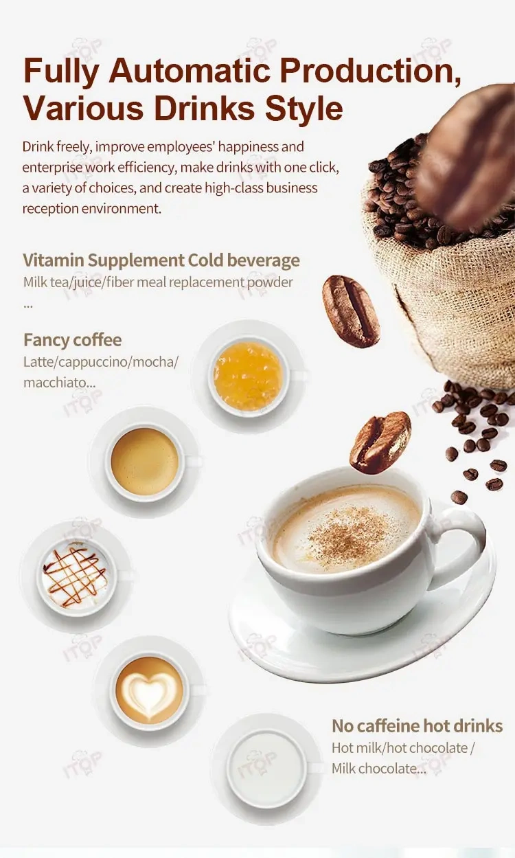 IT-CIM-12 Fully Automatic Coffee Machine Instant Coffee Maker Coffee Drinks Vending Machine with Grinder with Payment System,Commercial Coffee Machine Supplier | CE/UL Certified | ITOP Cafe,IT-CIM-12 Fully Automatic Coffee Machine Instant Coffee Maker Coffee Drinks Vending Machine with Grinder with Payment System