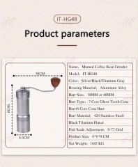 IT-HG48 Manual Coffee Bean Grinder 7 Core Ghost Tooth Cone Burr  Espresso Hand Grinder Pour over Coffee Mill,Commercial Coffee Machine Supplier | CE/UL Certified | ITOP Cafe,IT-HG48 Manual Coffee Bean Grinder 7 Core Ghost Tooth Cone Burr  Espresso Hand Grinder Pour over Coffee Mill
