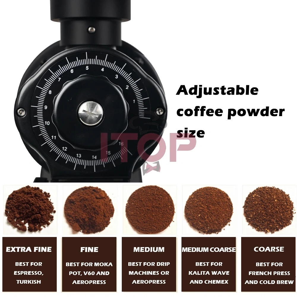 IT-C98PRO-DL-S EK43S Coffee Bean Grinder for Single Grinding Funnel Filter 98mm Stainless Steel/Titanium Coffee Grinder Thickness Adjusted,Commercial Coffee Machine Supplier | CE/UL Certified | ITOP Cafe,IT-C98PRO-DL-S EK43S Coffee Bean Grinder for Single Grinding Funnel Filter 98mm Stainless Steel/Titanium Coffee Grinder Thickness Adjusted