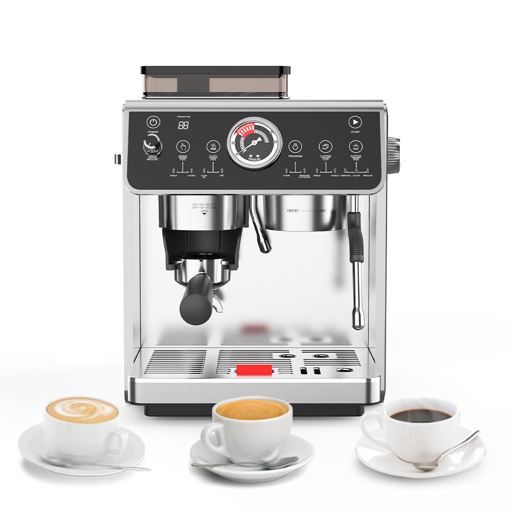 IT-ATC-11 3in1 Semi-automatic Espresso Maker with Grinder Milk Froth Double Pump Double Boiler PID+NTC for Espresso Cappuccino,Commercial Coffee Machine Supplier | CE/UL Certified | ITOP Cafe,IT-ATC-11 3in1 Semi-automatic Espresso Maker with Grinder Milk Froth Double Pump Double Boiler PID+NTC for Espresso Cappuccino