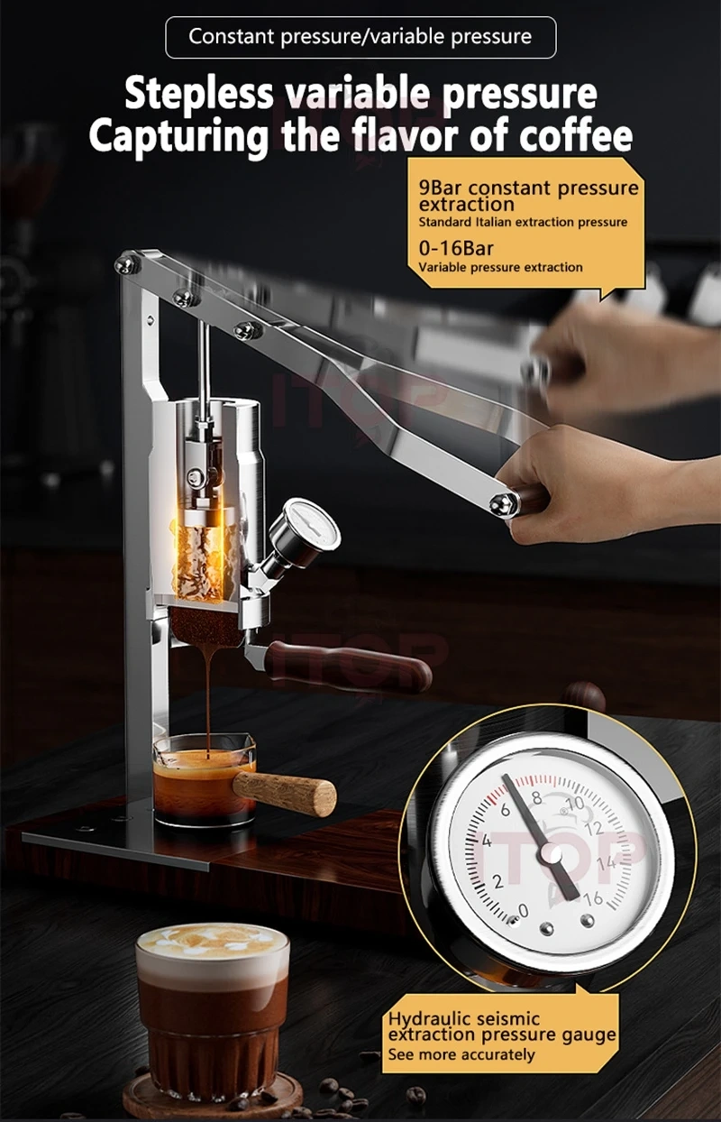 Alm Kopi Espresso-2 Hand Press Coffee Maker With PID Temperature Control 9 Bar Constant/Variable Pressure Lever Espresso Coffee NEW,Commercial Coffee Machine Supplier | CE/UL Certified | ITOP Cafe,Alm Kopi Espresso-2 Hand Press Coffee Maker With PID Temperature Control 9 Bar Constant/Variable Pressure Lever Espresso Coffee NEW