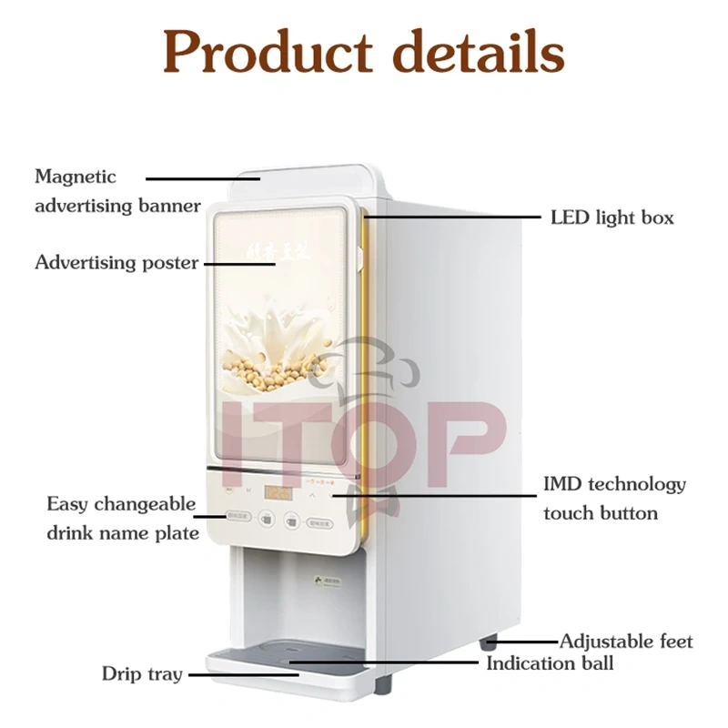 IT-CIMT2 Commercial Instant Soymilk Maker Automatic Instant Beverage Maker Soymilk/Coffee/Milk/Hot Chocolate 110V 220-240V,Commercial Coffee Machine Supplier | CE/UL Certified | ITOP Cafe,IT-CIMT2 Commercial Instant Soymilk Maker Automatic Instant Beverage Maker Soymilk/Coffee/Milk/Hot Chocolate 110V 220-240V