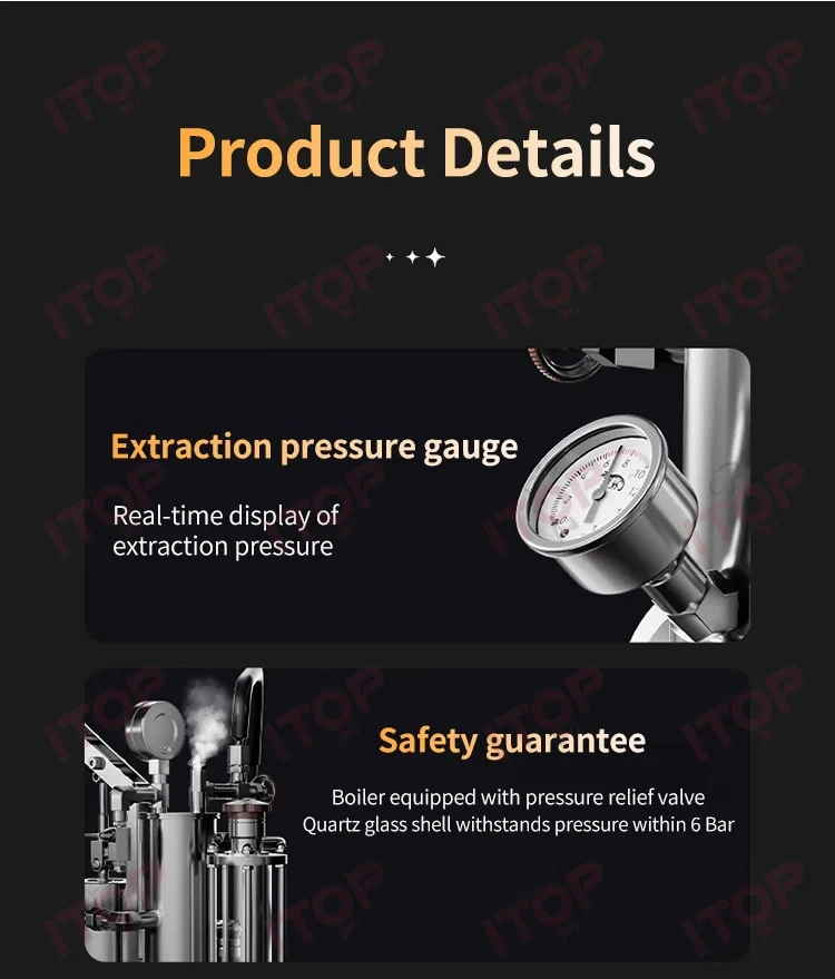 Alm Kopi espresso-3 Hand Press Espresso Machine Stepless Pressure 9Bar Extraction Coffee Maker with Electric heating Box 220V/110V,Commercial Coffee Machine Supplier | CE/UL Certified | ITOP Cafe,Alm Kopi espresso-3 Hand Press Espresso Machine Stepless Pressure 9Bar Extraction Coffee Maker with Electric heating Box 220V/110V