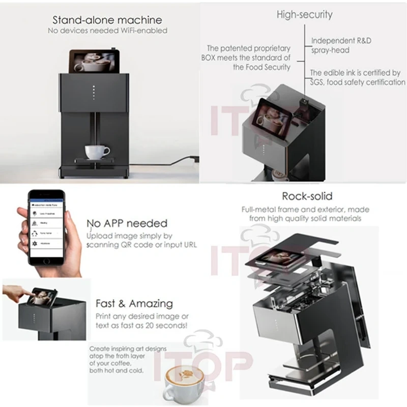 IT-MCP Automatic Coffee Latte Art Machine Coffee Printer Fantasia Pattern Printer 110V-220V,Commercial Coffee Machine Supplier | CE/UL Certified | ITOP Cafe,IT-MCP Automatic Coffee Latte Art Machine Coffee Printer Fantasia Pattern Printer 110V-220V