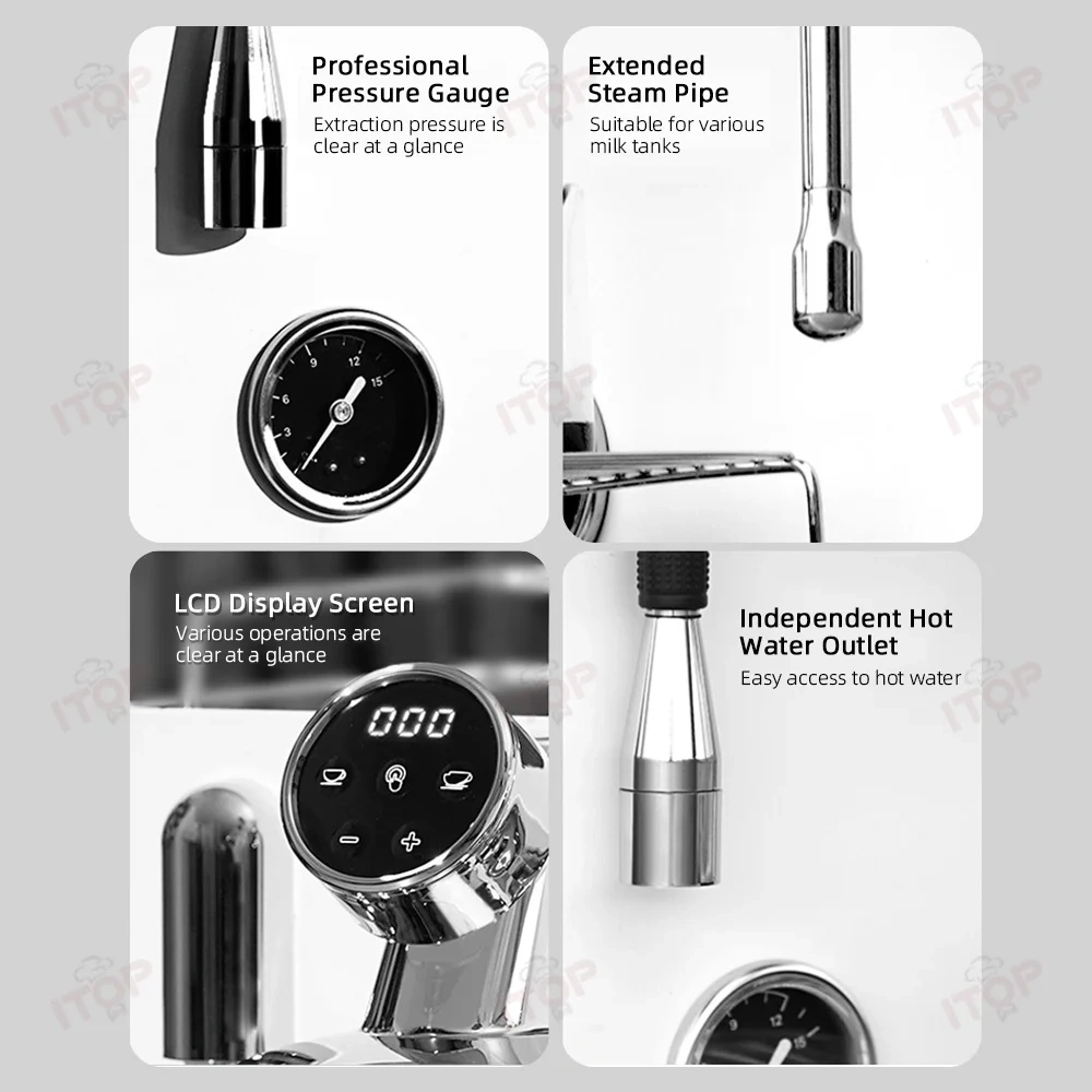 IT-CM6005 E61 Style 15 Bar Italian Semi Automatic Espresso Coffee Maker Machine For Home Use,Commercial Coffee Machine Supplier | CE/UL Certified | ITOP Cafe,IT-CM6005 E61 Style 15 Bar Italian Semi Automatic Espresso Coffee Maker Machine For Home Use