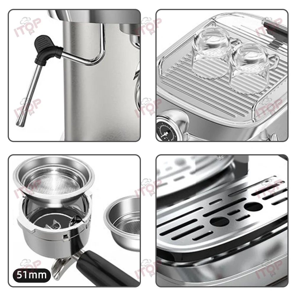 IT-EM51 Espresso Coffee Maker Factory Custom Semi-automatic Italy Coffee Machine Stainless Steel Home Espresso Machine,Commercial Coffee Machine Supplier | CE/UL Certified | ITOP Cafe,IT-EM51 Espresso Coffee Maker Factory Custom Semi-automatic Italy Coffee Machine Stainless Steel Home Espresso Machine