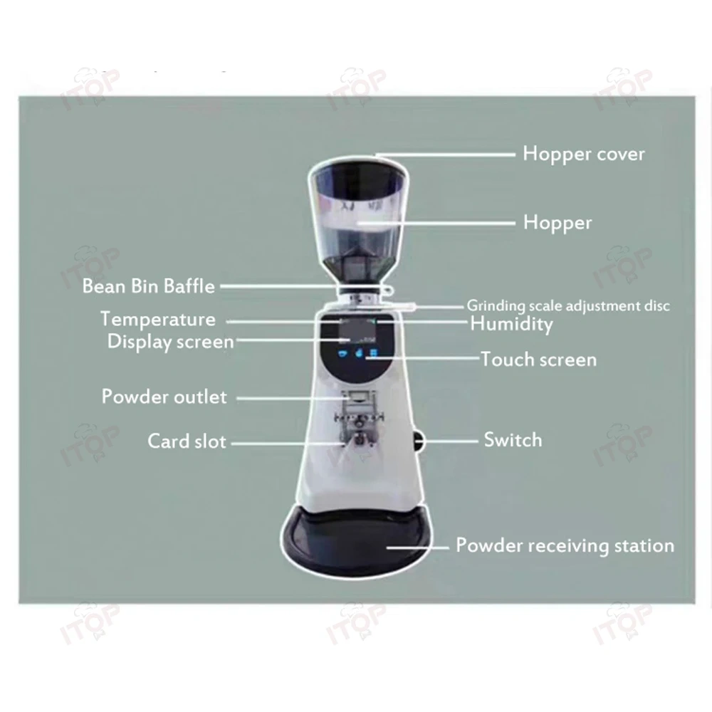IT-CGA85 Commercial 74mm Burr Coffee Grinder Machine With Lcd Panel,Commercial Coffee Machine Supplier | CE/UL Certified | ITOP Cafe,IT-CGA85 Commercial 74mm Burr Coffee Grinder Machine With Lcd Panel