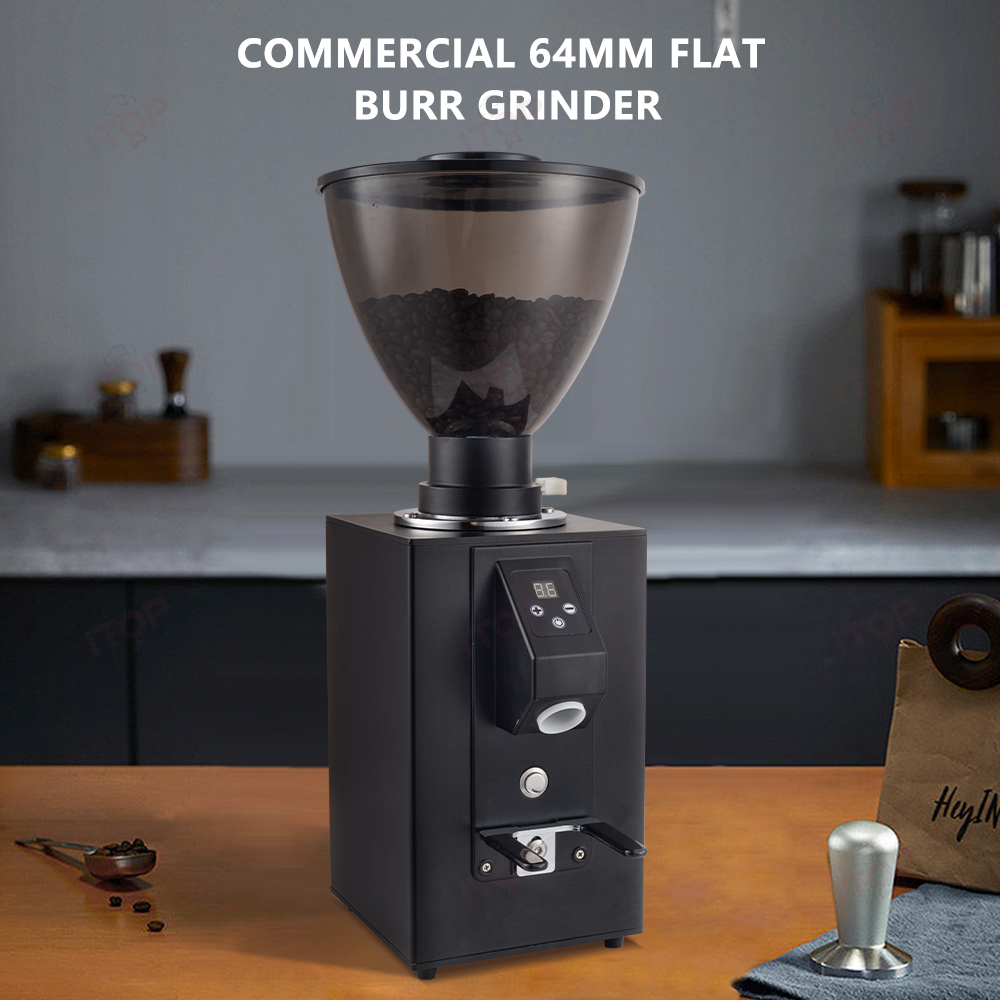 IT-CG-64 Electric Coffee Bean Grinder With Electric Tamper 64mm Flat Burr Grinder Quantitative Grinding Espresso Grinder,Commercial Coffee Machine Supplier | CE/UL Certified | ITOP Cafe,IT-CG-64 Electric Coffee Bean Grinder With Electric Tamper 64mm Flat Burr Grinder Quantitative Grinding Espresso Grinder