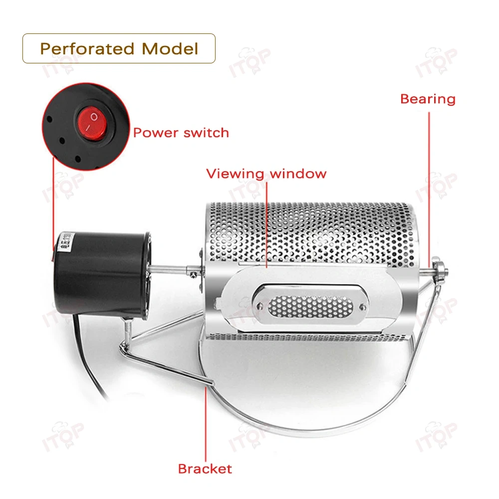 IT-CR71 Stainless Steel Rotating Baking Bucket Grain Roaster Coffee Roaster 110V/220V,Commercial Coffee Machine Supplier | CE/UL Certified | ITOP Cafe,IT-CR71 Stainless Steel Rotating Baking Bucket Grain Roaster Coffee Roaster 110V/220V