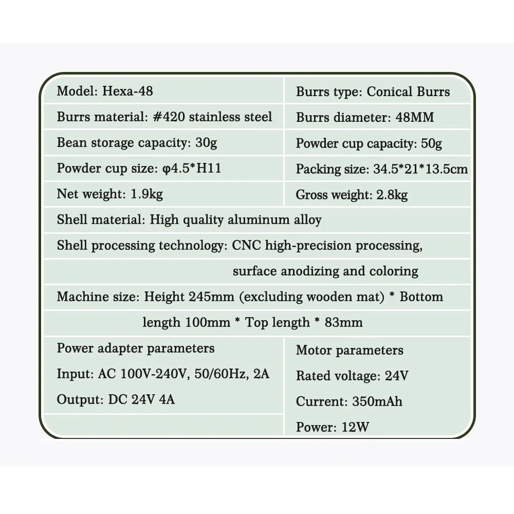 Hexa-48 48mm Conical Burrs 120 Levels of Grinding Degree for Whole Coffee Type Grind Espresso Coffee Miller,Commercial Coffee Machine Supplier | CE/UL Certified | ITOP Cafe,Hexa-48 48mm Conical Burrs 120 Levels of Grinding Degree for Whole Coffee Type Grind Espresso Coffee Miller