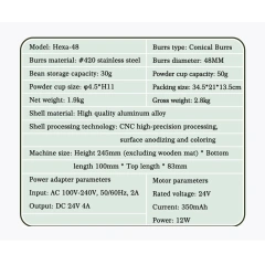 Hexa-48 48mm Conical Burrs 120 Levels of Grinding Degree for Whole Coffee Type Grind Espresso Coffee Miller,Commercial Coffee Machine Supplier | CE/UL Certified | ITOP Cafe,Hexa-48 48mm Conical Burrs 120 Levels of Grinding Degree for Whole Coffee Type Grind Espresso Coffee Miller