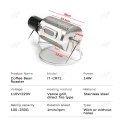 IT-CR71 Stainless Steel Rotating Baking Bucket Grain Roaster Coffee Roaster 110V/220V,Commercial Coffee Machine Supplier | CE/UL Certified | ITOP Cafe,IT-CR71 Stainless Steel Rotating Baking Bucket Grain Roaster Coffee Roaster 110V/220V