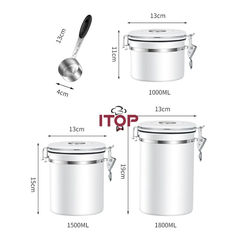IT-VCC-1000/IT-VCC-1500/IT-VCC-1800 Stainless Steel Vacuum Sealed Coffee Storage Canister Container 1000ml/1500ml/1800ml,Commercial Coffee Machine Supplier | CE/UL Certified | ITOP Cafe,IT-VCC-1000/IT-VCC-1500/IT-VCC-1800 Stainless Steel Vacuum Sealed Coffee Storage Canister Container 1000ml/1500ml/1800ml
