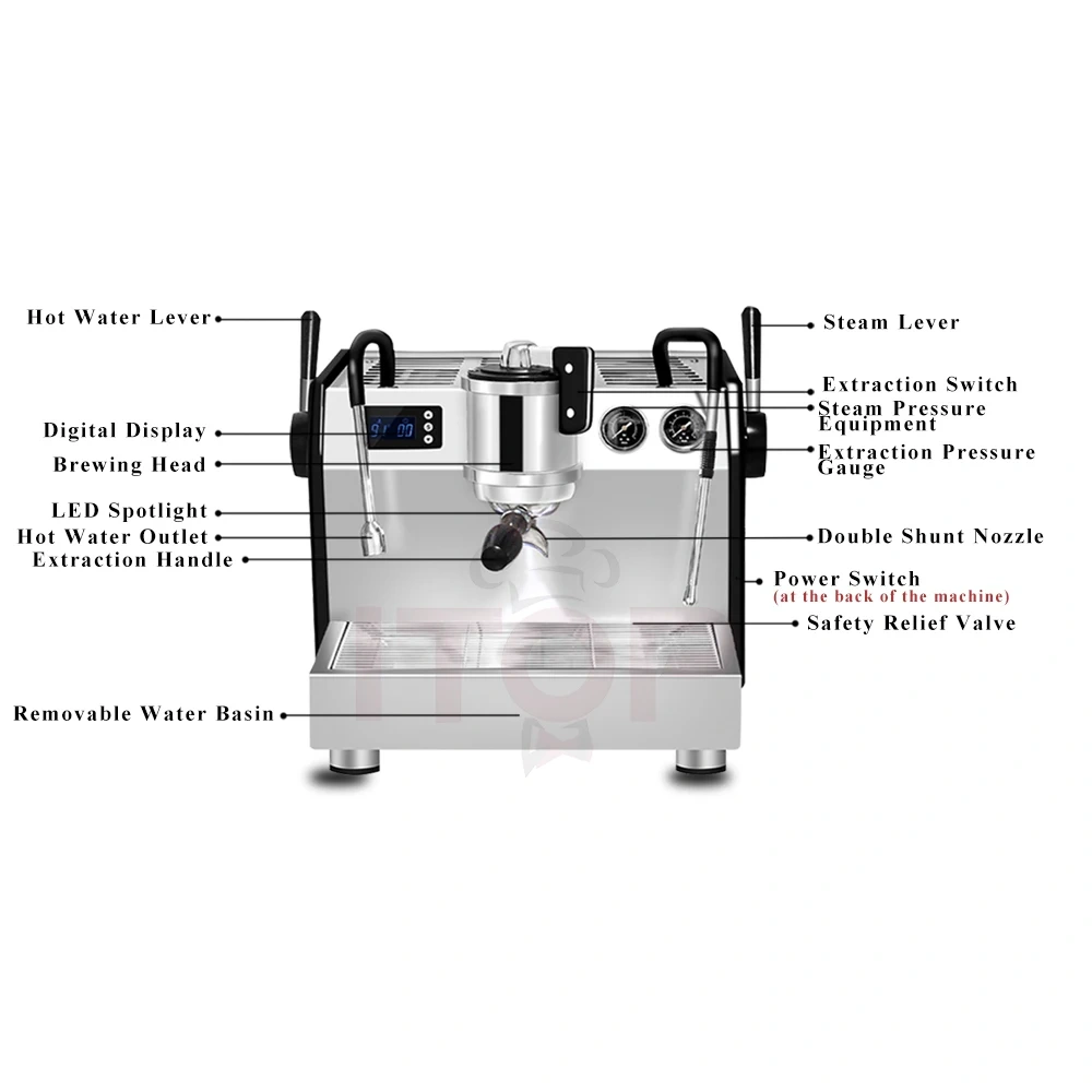 IT-CM2550 Commercial Semi-Automatic 2550W Milk Frother Digital Touch Screen 9 Bar Espresso Coffee Machine,Commercial Coffee Machine Supplier | CE/UL Certified | ITOP Cafe,IT-CM2550 Commercial Semi-Automatic 2550W Milk Frother Digital Touch Screen 9 Bar Espresso Coffee Machine