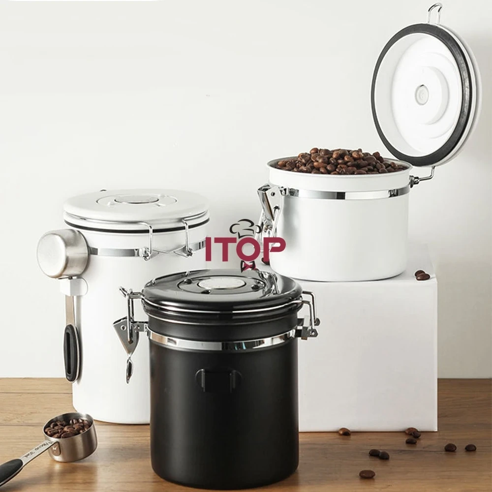 IT-VCC-1000/IT-VCC-1500/IT-VCC-1800 Stainless Steel Vacuum Sealed Coffee Storage Canister Container 1000ml/1500ml/1800ml,Commercial Coffee Machine Supplier | CE/UL Certified | ITOP Cafe,IT-VCC-1000/IT-VCC-1500/IT-VCC-1800 Stainless Steel Vacuum Sealed Coffee Storage Canister Container 1000ml/1500ml/1800ml