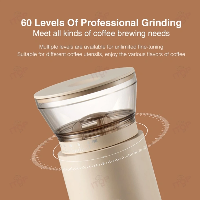 LDCG200 Touch Panel Led Displays With 60 Settings to Adjust Thickness of Coffee Powder Portable Coffee Grinder,Commercial Coffee Machine Supplier | CE/UL Certified | ITOP Cafe,Touch Panel Led Displays With 60 Settings to Adjust Thickness of Coffee Powder Automatic Grinding Mode Portable Coffee Grinder