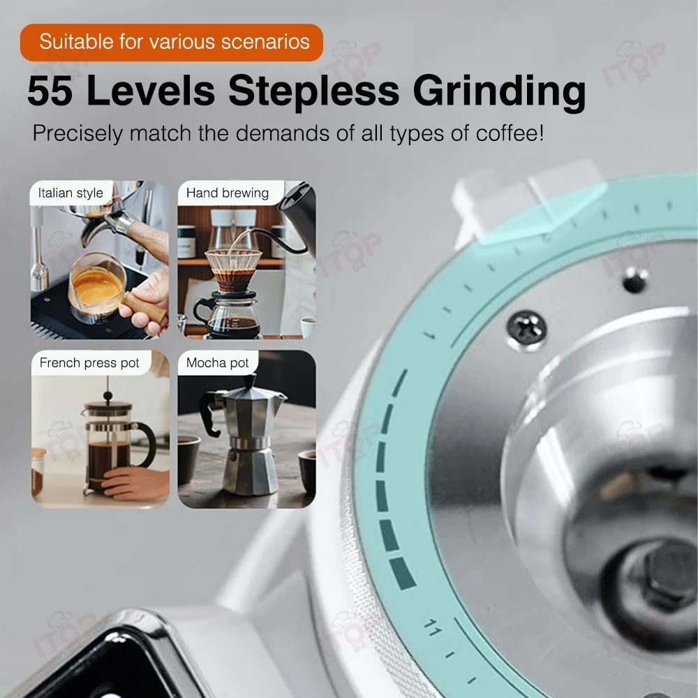 IT-CG-15 Heavy-Duty Large Capacity Commercial Electric Grinder With Touch Screen Control,Commercial Coffee Machine Supplier | CE/UL Certified | ITOP Cafe,Heavy-duty Commercial Electric Bean Grinder Touch Screen Control Big Capacity for Rv Hotels & Household Use