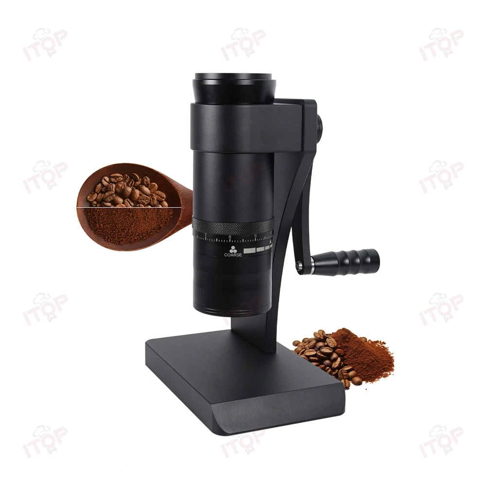 CGSY63Z Manual Coffee Grinder With Wooden Handle And Stainless 63mm Ghost Tooth Conical Burr,Commercial Coffee Machine Supplier | CE/UL Certified | ITOP Cafe,Manual Coffee Grinder With Wooden Handle and Stainless Conical Burr