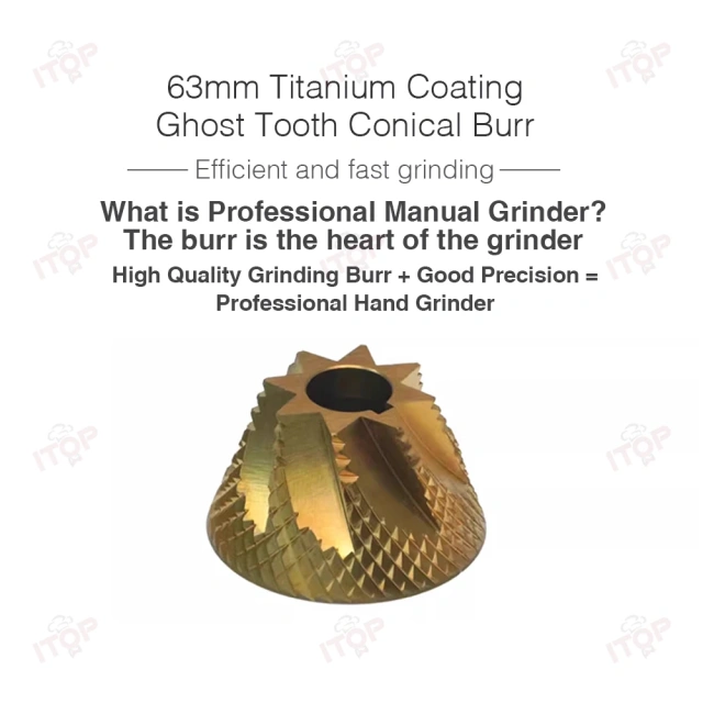 CGSY63Z Manual Coffee Grinder With Wooden Handle And Stainless 63mm Ghost Tooth Conical Burr,Commercial Coffee Machine Supplier | CE/UL Certified | ITOP Cafe,Manual Coffee Grinder With Wooden Handle and Stainless Conical Burr