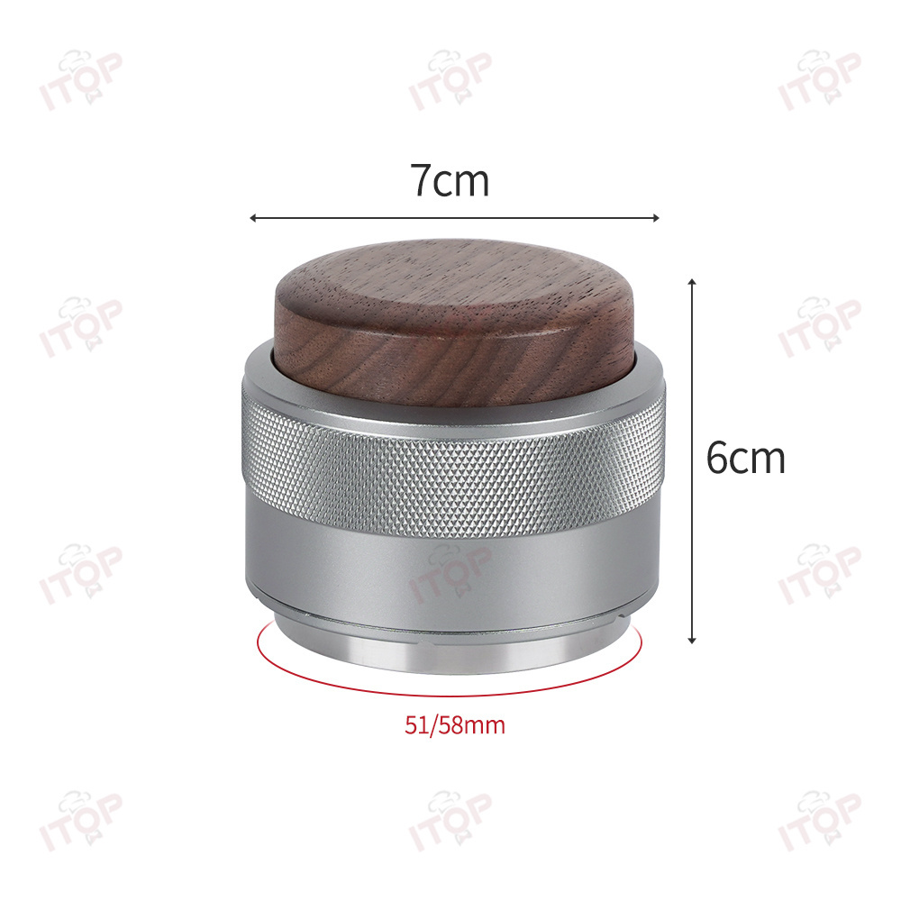 IT-MT58 OEM Custom Espresso Coffee Tamper & Distributor - 51/58mm Walnut Wood Cap Stainless Steel,Commercial Coffee Machine Supplier | CE/UL Certified | ITOP Cafe,Oem Custom 51mm 53mm Walnut Wood Cap Gravitational Force Stainless Steel Espresso Coffee Tamper and Distributor
