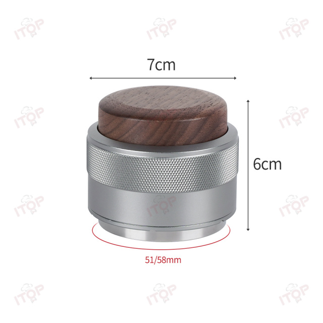 IT-MT58 OEM Custom Espresso Coffee Tamper & Distributor - 51/58mm Walnut Wood Cap Stainless Steel,Commercial Coffee Machine Supplier | CE/UL Certified | ITOP Cafe,Oem Custom 51mm 53mm Walnut Wood Cap Gravitational Force Stainless Steel Espresso Coffee Tamper and Distributor