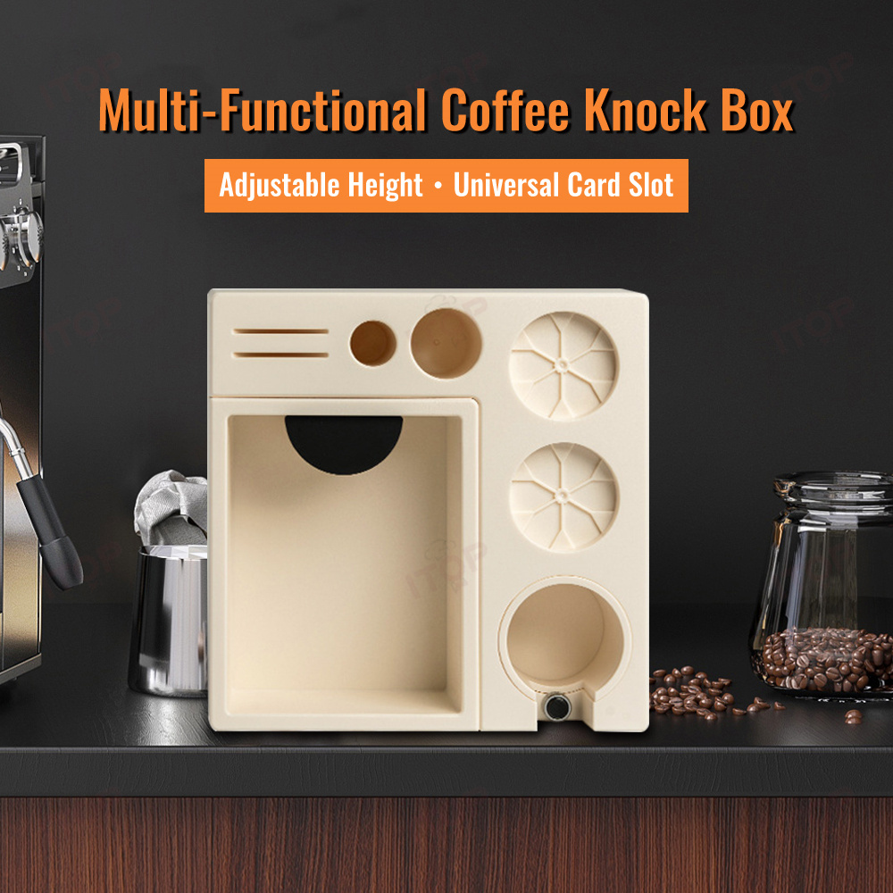 MCKB01 ABS Tamping Station with Independent Knock Box - Wood-Grain, Fits 51/54/58mm Portafilter,Commercial Coffee Machine Supplier | CE/UL Certified | ITOP Cafe,Surface Wood-grain Treatment Tamping Station Suitable for 51mm 54mm 58mm Portafilter Abs Independent Knock Box