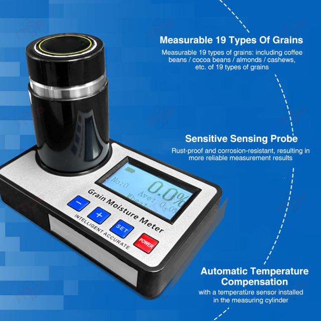 IT-GMM-01 19 Grain Types Coffee Bean Moisture Meter: Wholesale Portable Smart Grain Moisture Meter,Commercial Coffee Machine Supplier | CE/UL Certified | ITOP Cafe,Wholesale 19 Types of Grains Water Tester Portable Smart Green Coffee Bean Moisture Meter/ Coffee Bean Moisture Detector