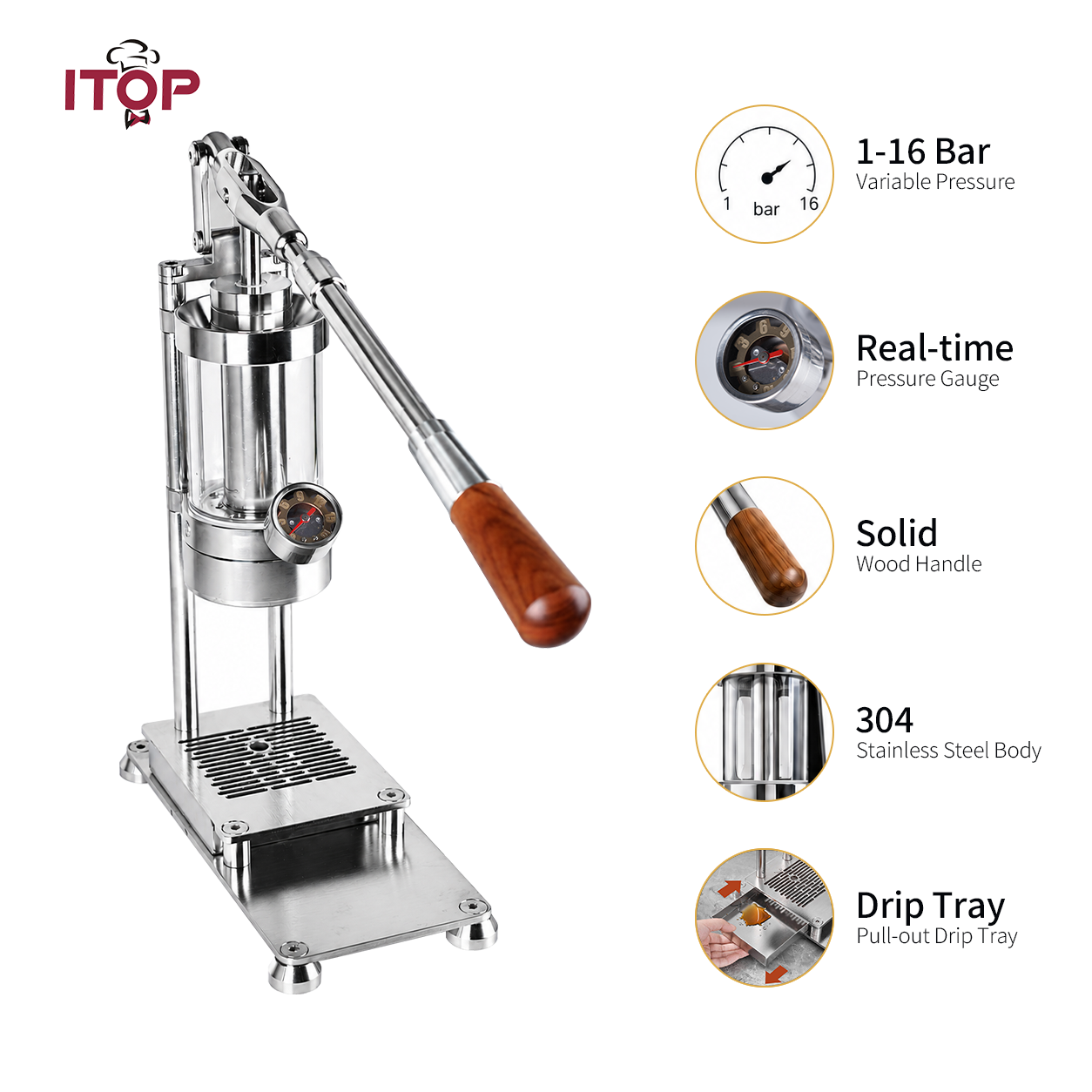 CMM01A Variable Pressure Direct Lever Manual Espresso Maker | Home Espresso Machine | ITOP Cafe,Commercial Coffee Machine Supplier | CE/UL Certified | ITOP Cafe,CMM01A Variable Pressure Direct Lever Manual Espresso Maker | Home Espresso Machine | ITOP Cafe