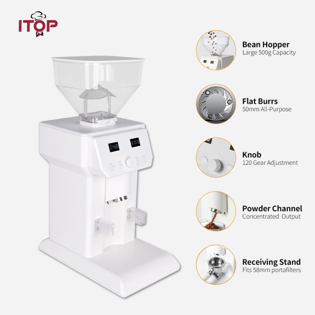 CGZFA400 50mm Professional Automatic Electric Commercial Coffee Grinder Machine With Powder Vibration | ITOP,Commercial Coffee Machine Supplier | CE/UL Certified | ITOP Cafe,CGZFA400 Commercial Espresso Coffee Grinder | 50mm Electric Coffee Grinder | ITOP