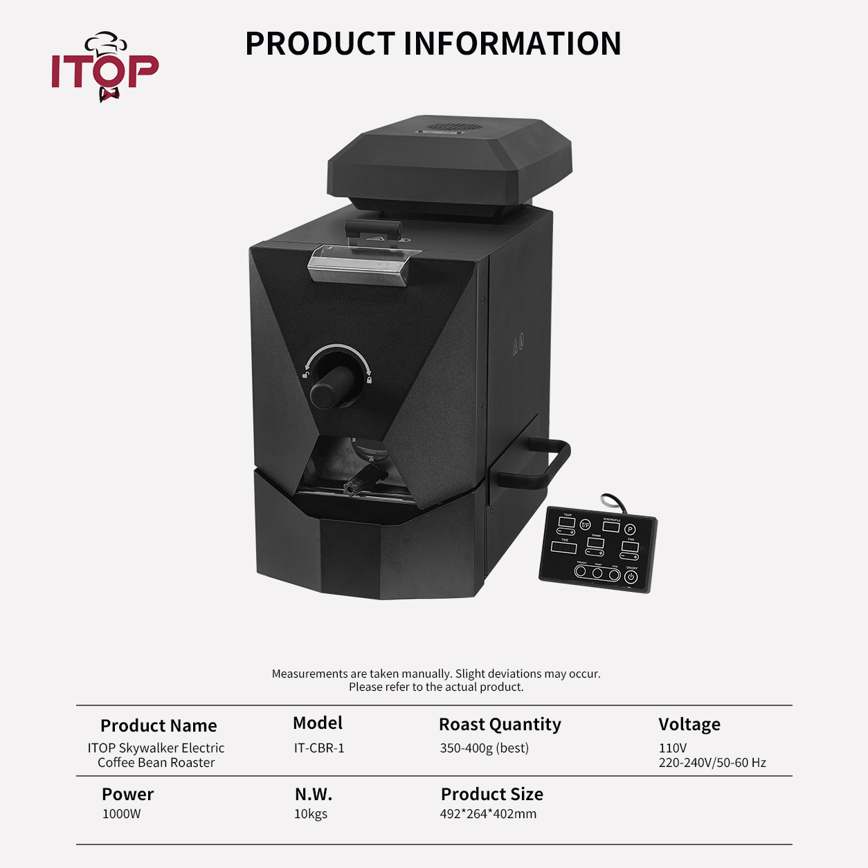 ITOP CBR Skywalker series Electric Coffee Bean Roaster Commercial Roaster Automatic Roasting Machine with 3 Baking Curve Grain Dryer 110V 220V,Commercial Coffee Machine Supplier | CE/UL Certified | ITOP Cafe,IT-CBR-1 Skywalker series Electric Skywalker Coffee Bean Roaster Commercial Roaster Automatic Roasting Machine with 3 Baking Curve Grain Dryer 110V 220V