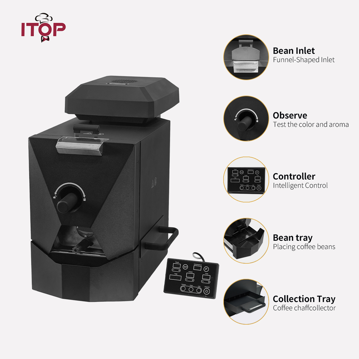ITOP CBR Skywalker series Electric Coffee Bean Roaster Commercial Roaster Automatic Roasting Machine with 3 Baking Curve Grain Dryer 110V 220V,Commercial Coffee Machine Supplier | CE/UL Certified | ITOP Cafe,IT-CBR-1 Skywalker series Electric Skywalker Coffee Bean Roaster Commercial Roaster Automatic Roasting Machine with 3 Baking Curve Grain Dryer 110V 220V