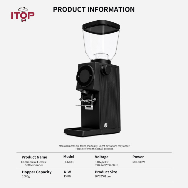 ITOP GE83 Best Commercial Coffee Grinder | 83mm Flat Burr Electric Espresso Coffee Bean Miller with Plasma Static Elimination,Commercial Coffee Machine Supplier | CE/UL Certified | ITOP Cafe,IT-GE83 Commercial Coffee Bean Grinder Plasma Static Elimination Design 83mm Flat Burr Electric Espresso Coffee Bean Miller