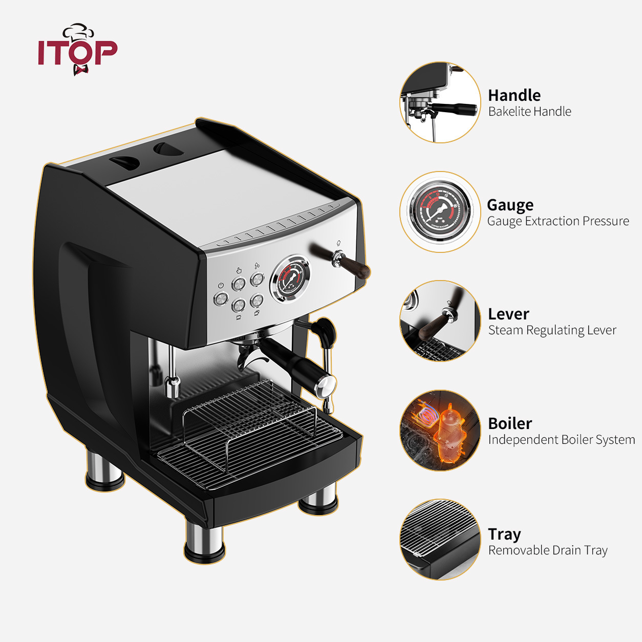ITOP CM-808 Best Commercial Espresso Machine | 3 Boilers PID Temperature Control Coffee Maker,Commercial Coffee Machine Supplier | CE/UL Certified | ITOP Cafe,IT-CM-808 9Bar Commercial Espresso Coffee Maker 2 ULKA Pump 3 Boilers PID Temperature Control Semi-automatic Coffee Machine