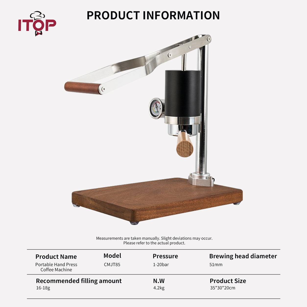 ITOP CMJT85 1–20 Bar Hand Press Espresso Machine with 51mm Group Head,Commercial Coffee Machine Supplier | CE/UL Certified | ITOP Cafe,CMJT85 1–20 Bar Hand Press Espresso Machine with 51mm Group Head | ITOP