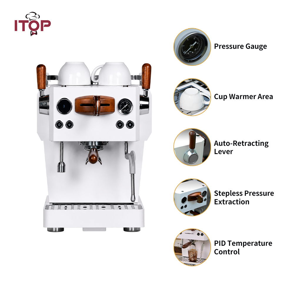 CMCB2350 Small Office & Outdoor Espresso Coffee Machine,Commercial Coffee Machine Supplier | CE/UL Certified | ITOP Cafe,Best High-pressure Extraction Small Office Espresso Milk Frothing Coffee Machine for Outdoor Use